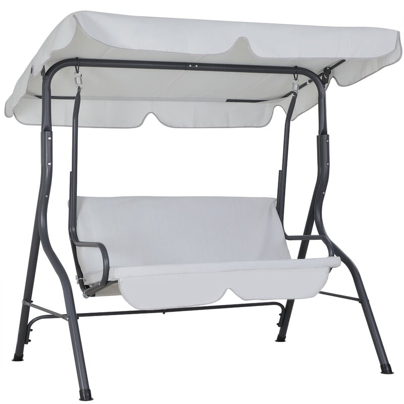 foto del prodotto dondolo altalena da giardino hollywood 2 posti con tettuccio parasole imbottito per esterno light grey en casaria