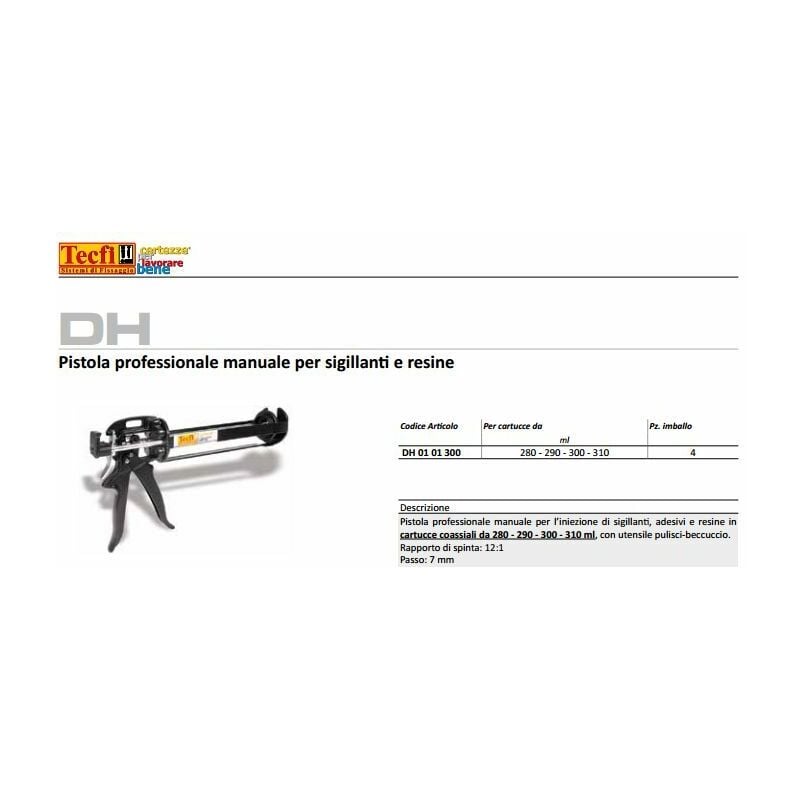 foto del prodotto tecfi pistola silicone professionale per cartucce resina grasso rinforzata