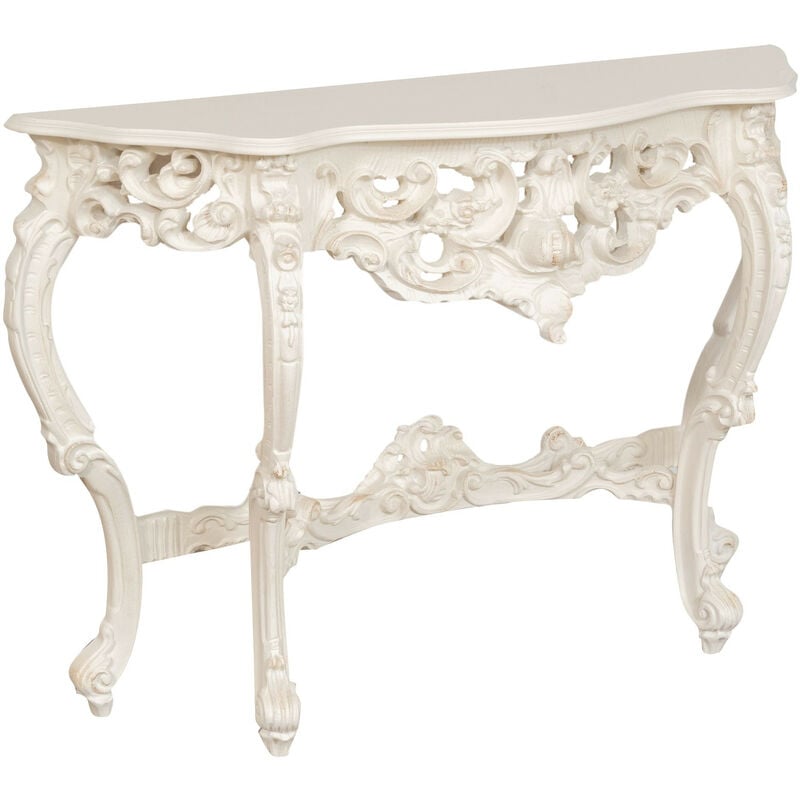 foto del prodotto consolle ingresso shabby 125x38x87 cm made in italy tavolino ingresso stile barocco bianco