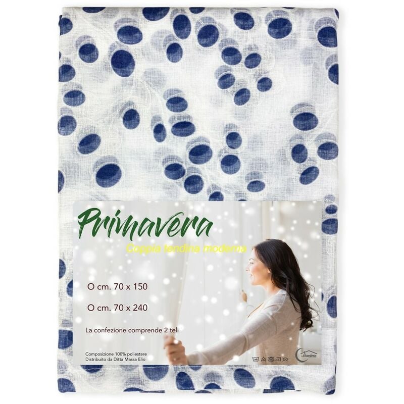foto del prodotto tex family coppia tendina vetro primavera blu coppia 2 teli cm. 70x240