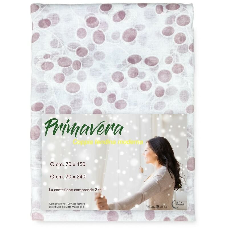 foto del prodotto tex family coppia tendina vetro primavera rosa coppia 2 teli cm. 70x150