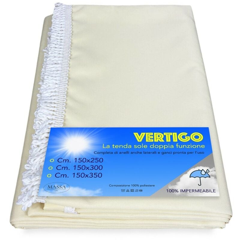 foto del prodotto tenda sole vertigo da esterno giardino balcone panna unito impermeabile e idrorepellente cm. 150 x 300