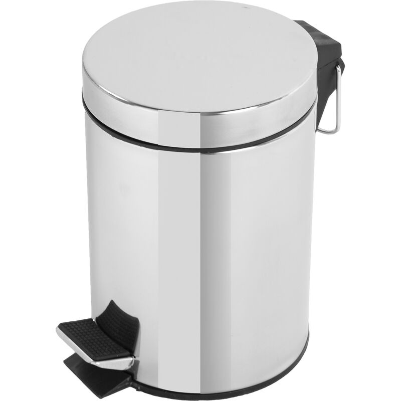 foto del prodotto pattumiera bagno acciaio cromato coperchio pedale 3l cestino spazzatura feridras