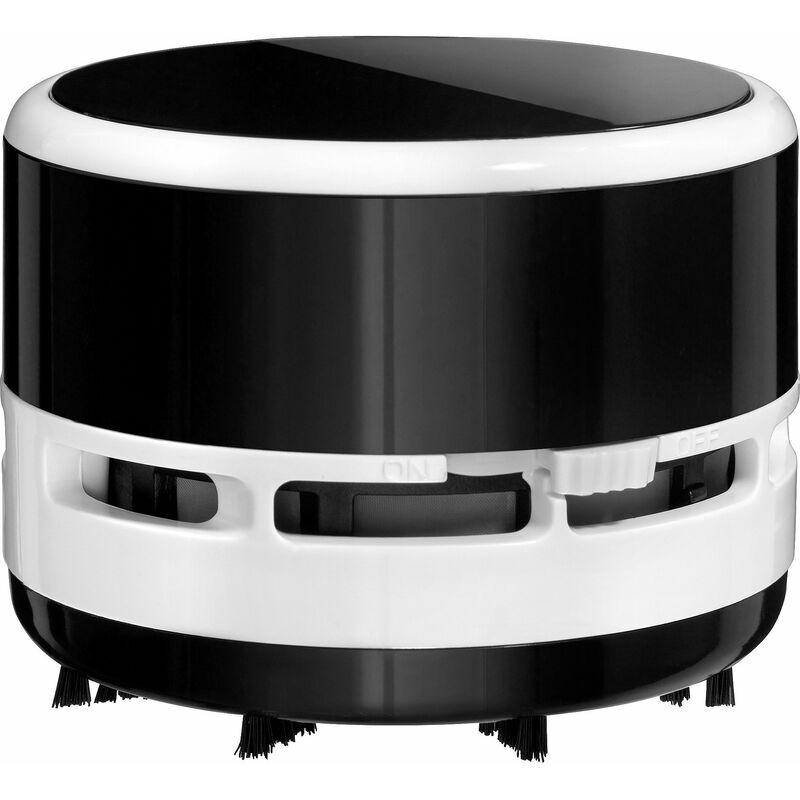 foto del prodotto 2clean aspirapolvere da tavolo nero, mini aspirapolvere come gadget da ufficio, ideale per l ufficio, la casa o l auto, 2 batterie aa non incluse ,