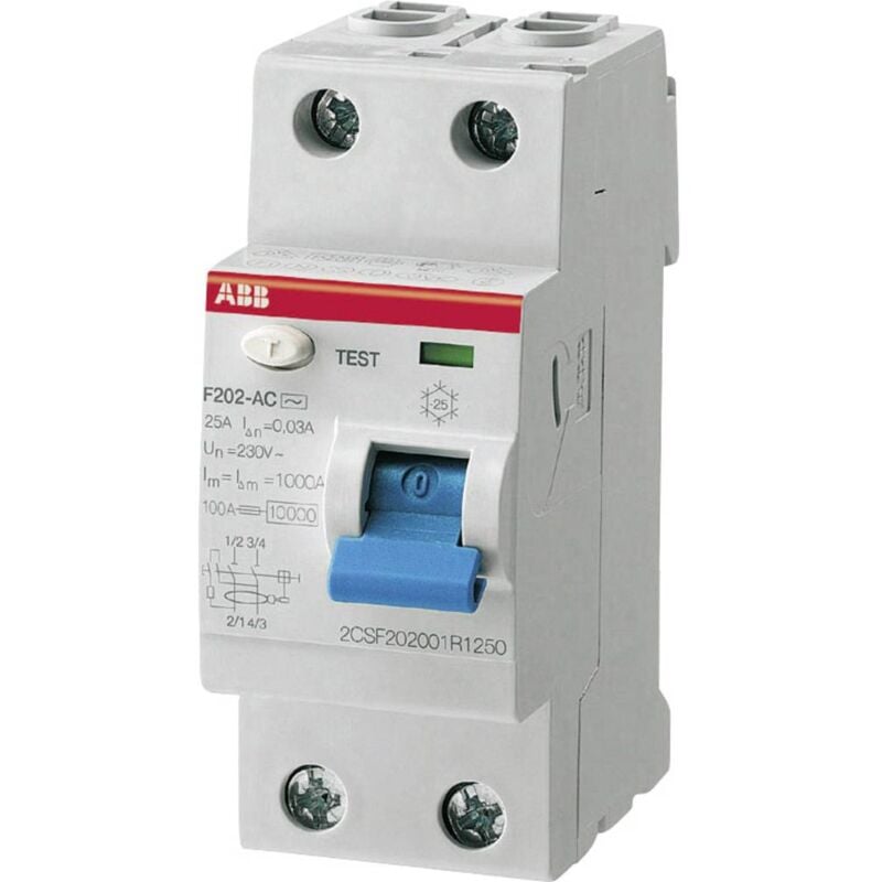foto del prodotto 2csf202101r1250 interruttore differenziale a 2 poli 25 a 0.03 a 230 v abb