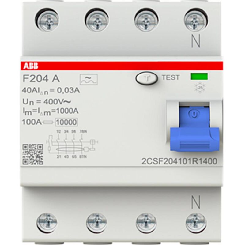 foto del prodotto 2csf204101r1400 interruttore differenziale a 4 poli 40 a 0.03 a 230 v ac, 400 v ac abb