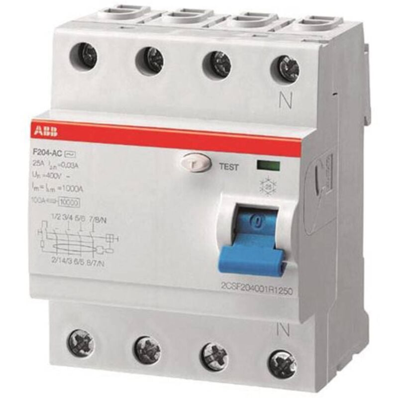 foto del prodotto 2csf204101r3400 f204a 40 0,3 interruttore differenziale di sicurezza a 4 poli 40 a 0.3 a 230 v abb