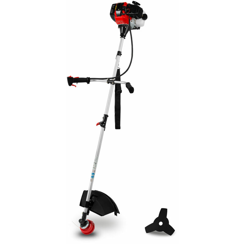 foto del prodotto 2in1 decespugliatore a benzina con sistema di avanzamento automatico, lama in metallo 3 denti, motore 3 hp, 52cm cilindrata, 2 tempi, raffreddato ad
