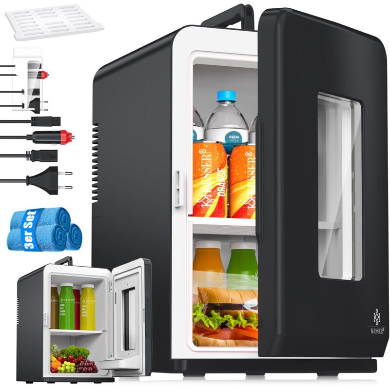 foto del prodotto 2in1 mini frigorifero 15 litri funzione di raffreddamento e riscaldamento presa portatile ac dc 220 240v 12v e accendisigari box riscaldante mini