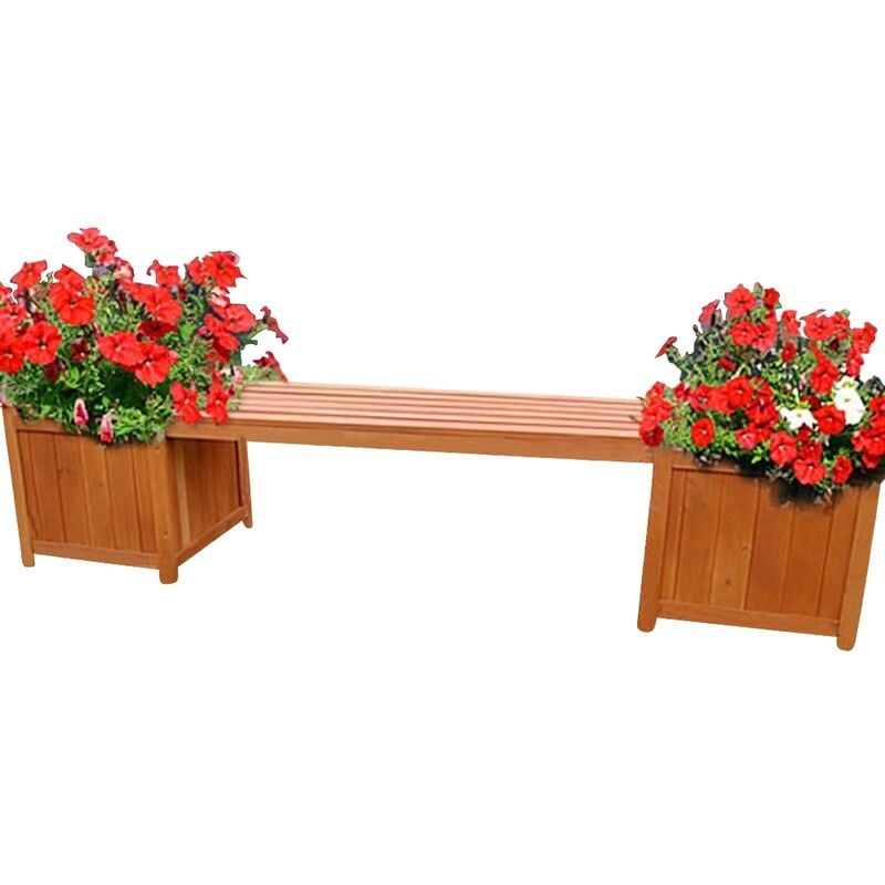 foto del prodotto 2in1 panca da giardino con 2 fioriere in legno panca da giardino