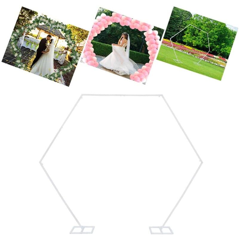 foto del prodotto 2m arco palloncino arco di nozze struttura in metallo bianco per matrimonio staccabile feste decorazione