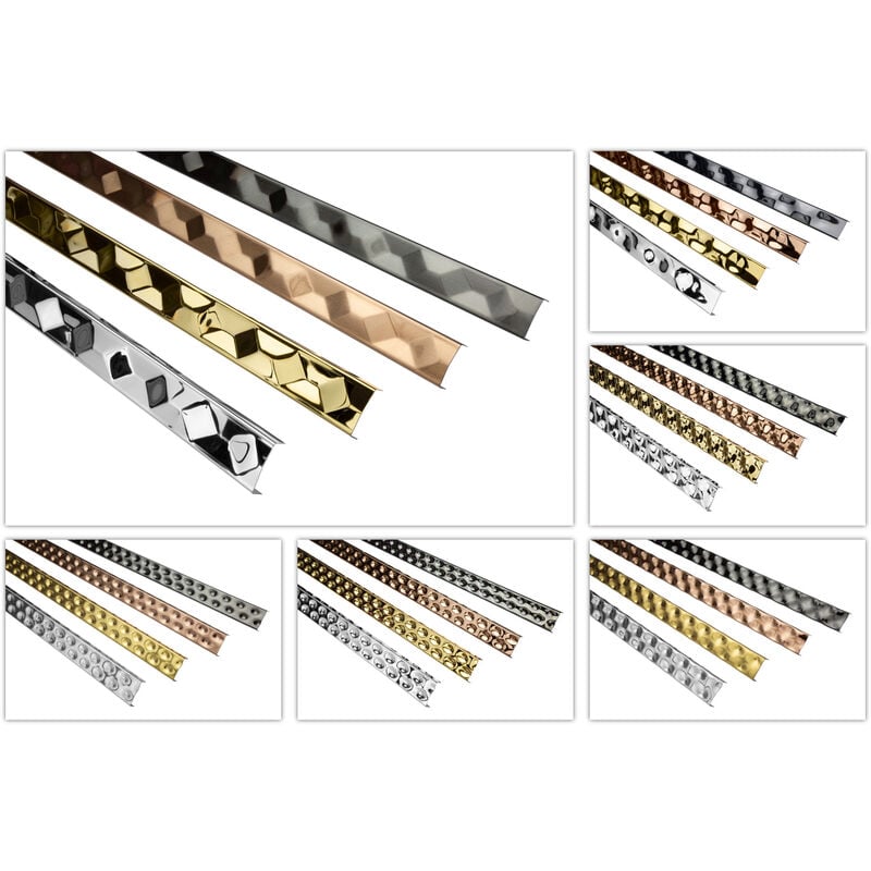 foto del prodotto 2m bordi per piastrelle in acciaio inossidabile, durevole e antiruggine come suddivisione visiva delle piastrelle eb4 spazzolato, argento