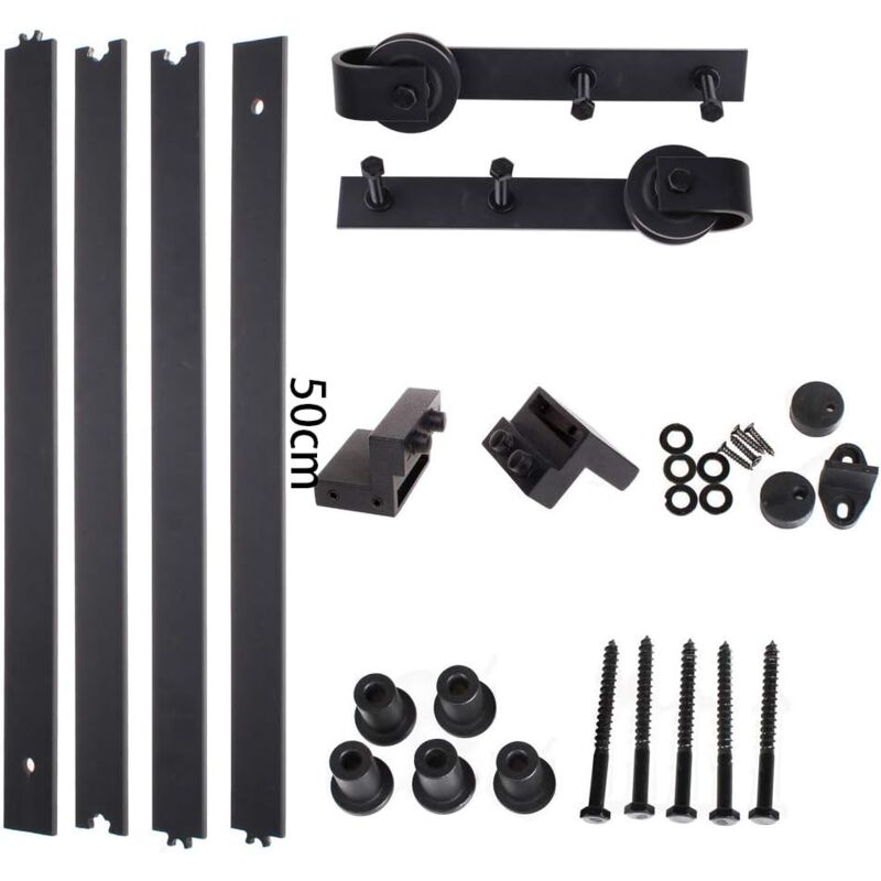 foto del prodotto 2m qbinario per porta singola scorrevole, kit accessori con regolabile guida porte scorrevoli pavimento