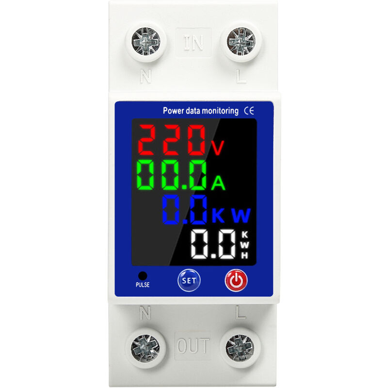 foto del prodotto 2p 63a contatore di energia intelligente contatore kwh di potenza interruttore di protezione da sottotensione ac230v dewin