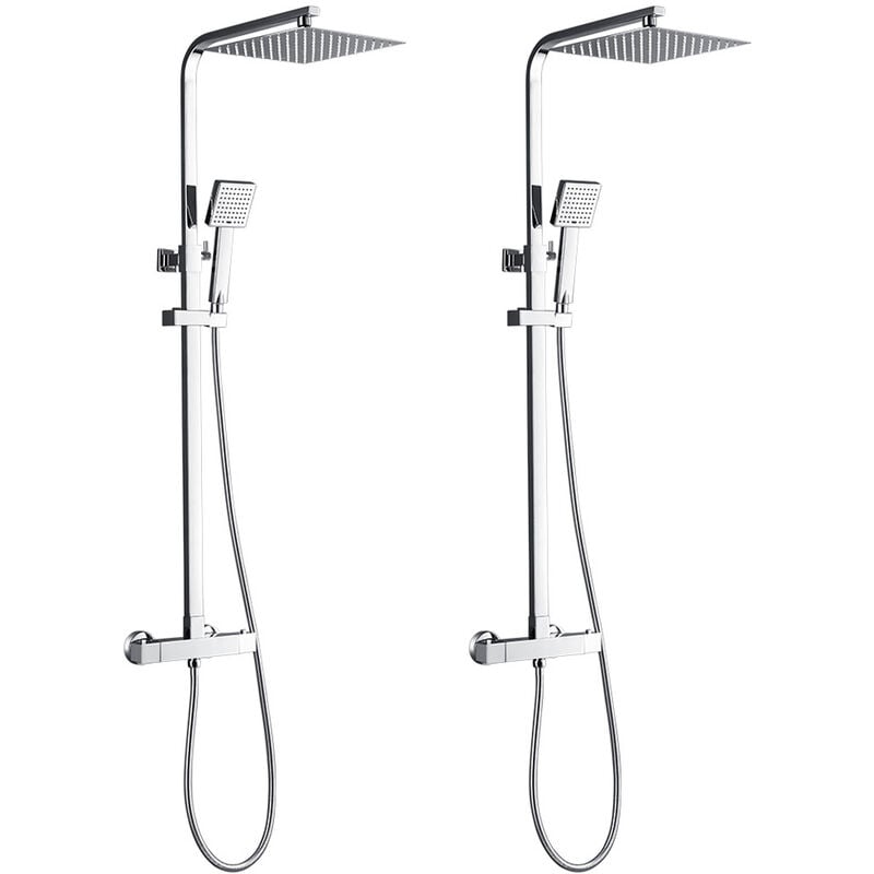 foto del prodotto 2pcs colonna doccia cromato auralum colonna doccia con miscelatore termostatico, set doccia con soffione quadrato 248mm e doccetta, asta doccia
