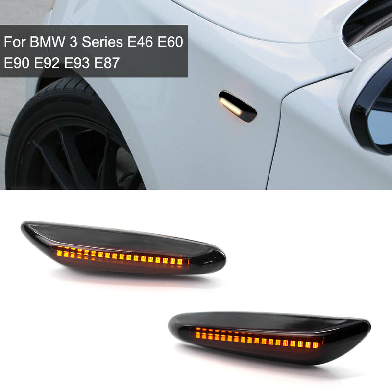 foto del prodotto 2pcs led affumicato indicatore di direzione laterale indicatore di direzione per bmw serie 3 e46 e60 e90 e92 e93 e87