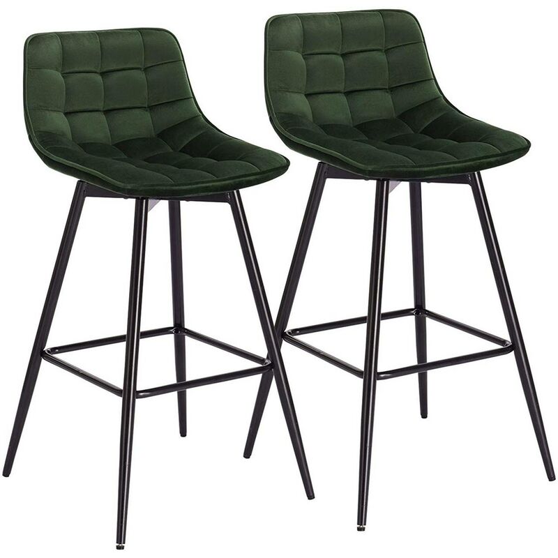 foto del prodotto 2pcs sgabelli da bar stile industriale alta sedia cucina velluto metallo verde scuro woltu
