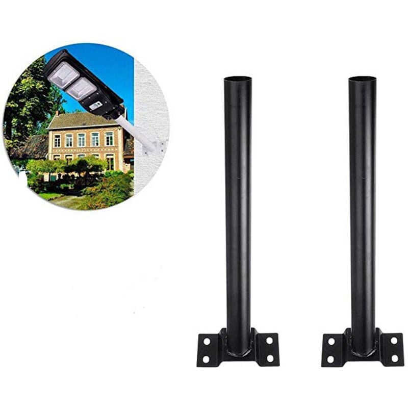 foto del prodotto 2pz staffa per lampione stradale palo nero 48cm supporto faro solare