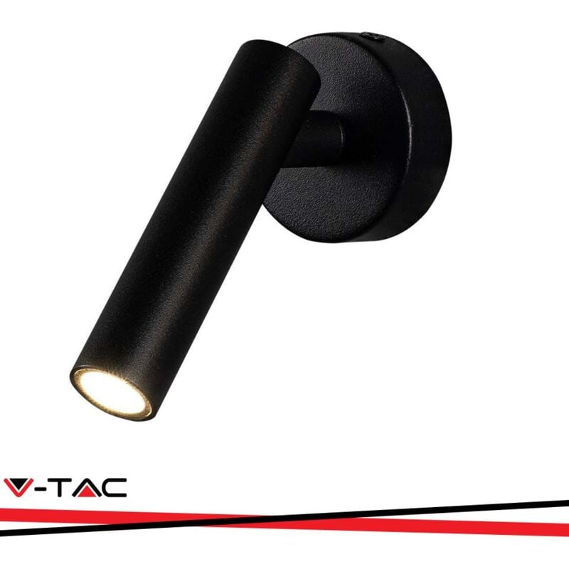 foto del prodotto 2w faretto led da parete rotondo 4000k corpo nero luce naturale