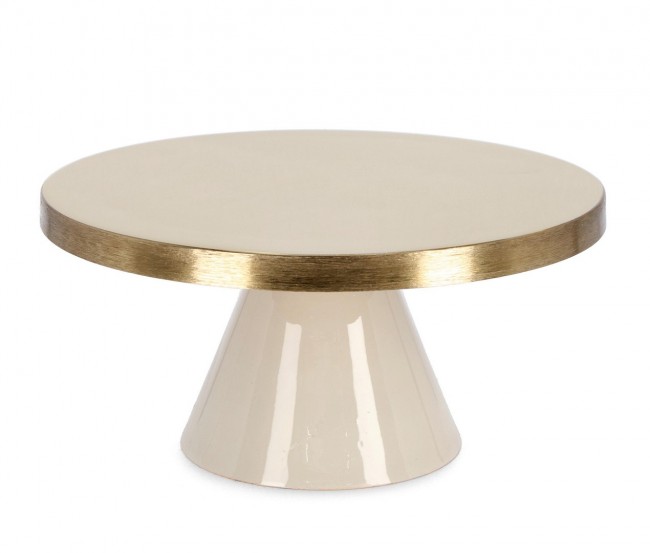 foto del prodotto 2x alzata decorativa oro beige d.30x14h