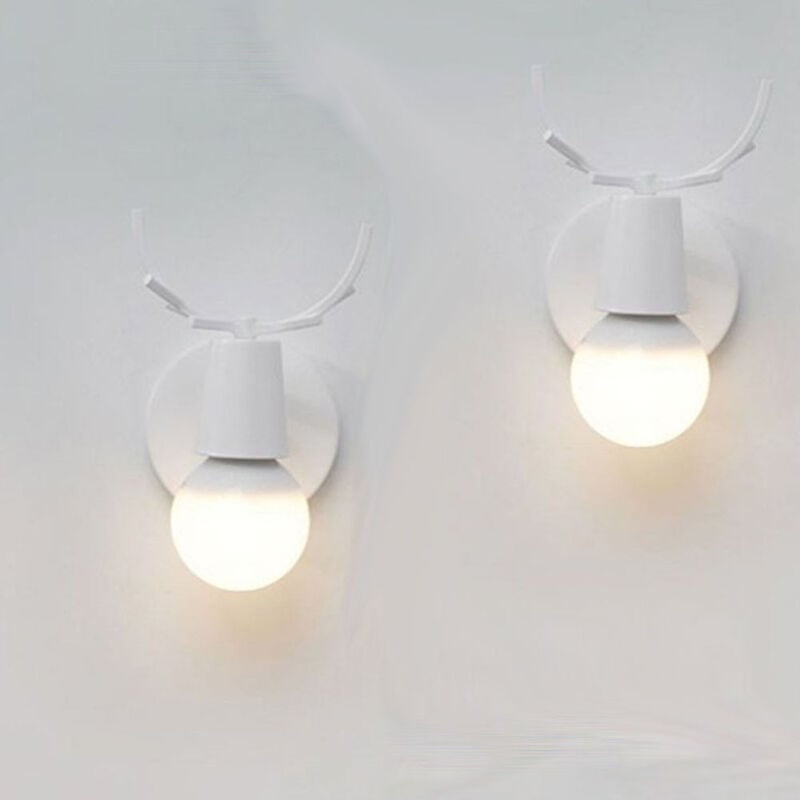 foto del prodotto 2x applique da parete interno, moderna lampada da parete in metallo, creativo applique candelabro cervo per bambini camera da letto cucina corridoio
