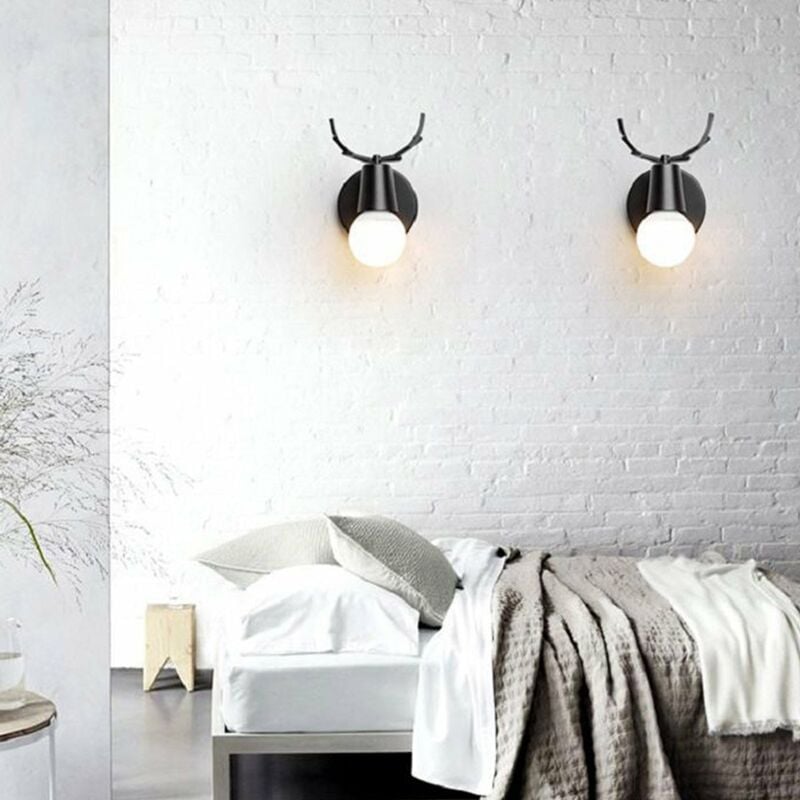 foto del prodotto 2x applique da parete interno, moderna lampada da parete in metallo, creativo applique candelabro cervo per bambini camera da letto cucina corridoio