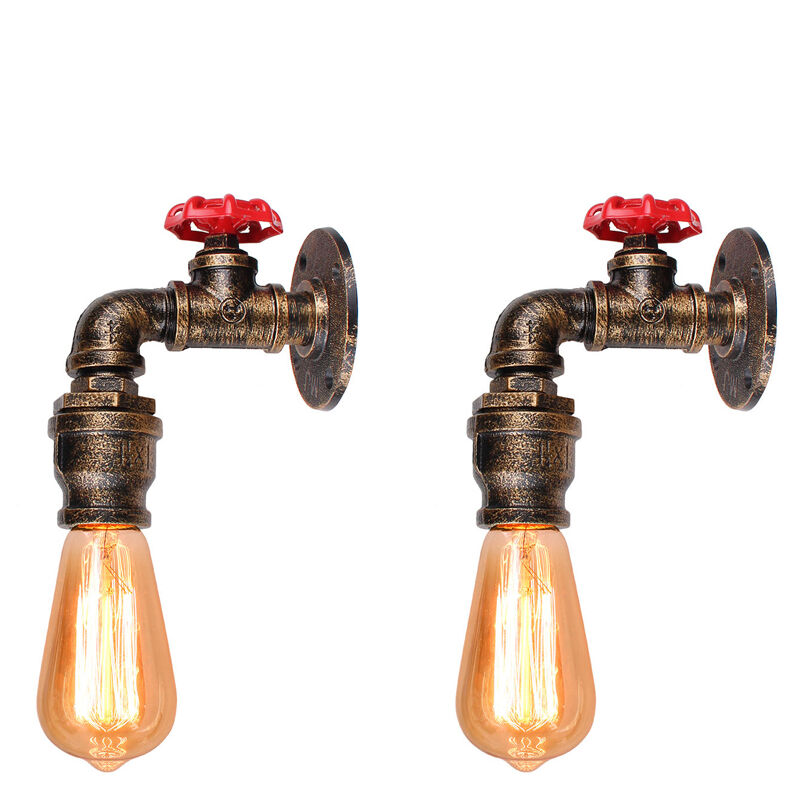foto del prodotto 2x applique interno, industriale stile lampada da parete in metallo, creativo illuminazione tubo dell acqua steampunk e27 per camera da letto cucina
