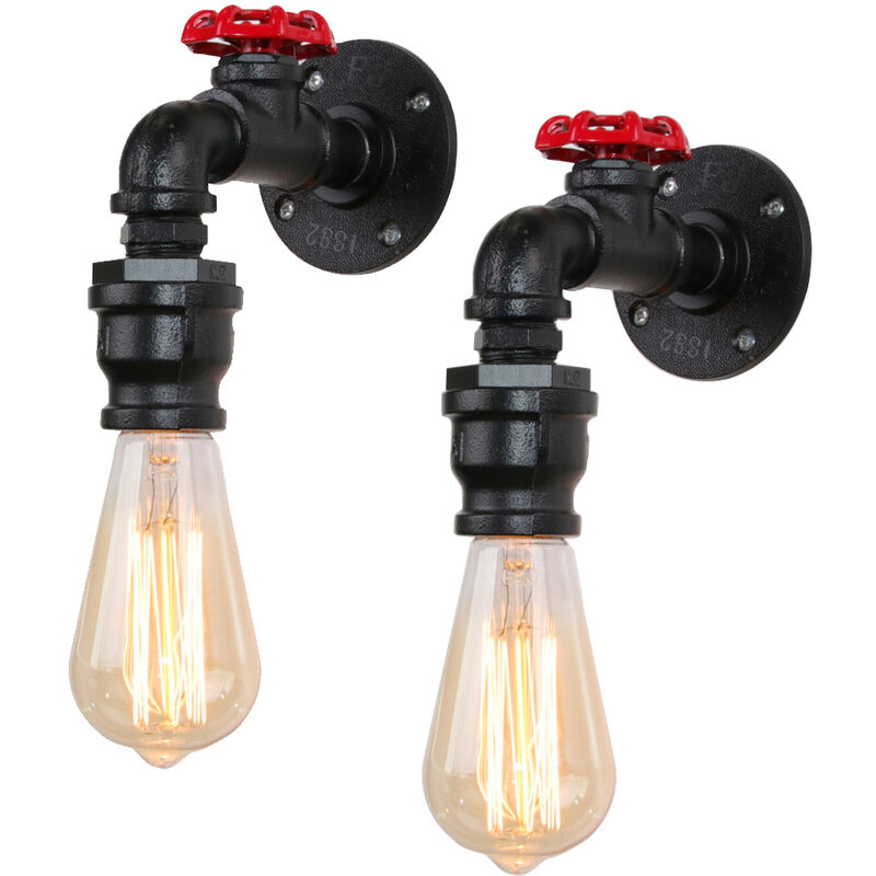 foto del prodotto 2x applique interno, industriale stile lampada da parete in metallo, creativo illuminazione tubo dell acqua steampunk e27 per camera da letto cucina