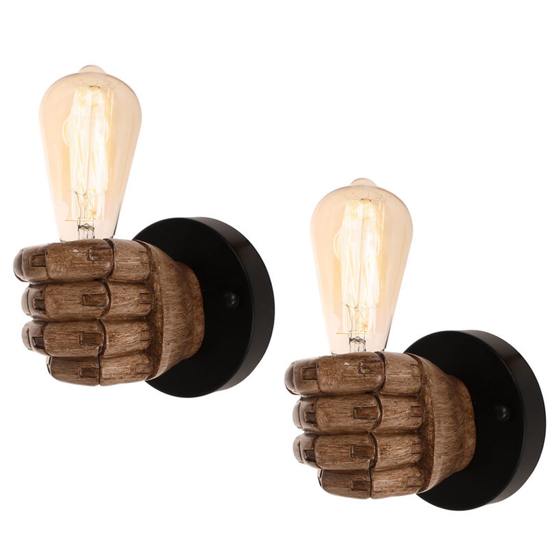 foto del prodotto 2x applique interno, vintage industriale stile lampada da parete in resina, creativo applique candelabro pugno con supporto edison e27 per camera da