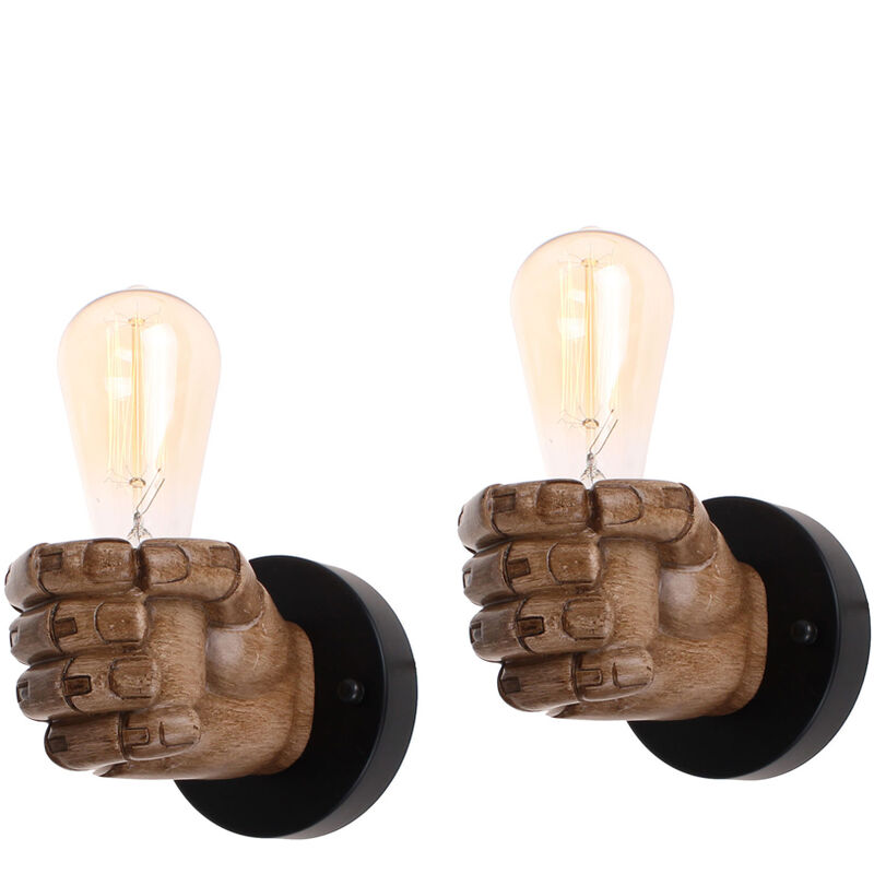 foto del prodotto 2x applique interno, vintage industriale stile lampada da parete in resina, creativo applique candelabro pugno con supporto edison e27 per camera da