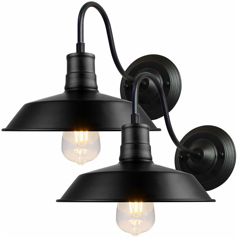 foto del prodotto 2x applique vintage, lampada da parete in ferro industriale stile, applique da interni con paralume edison per camera da letto cucina corridoio caff 