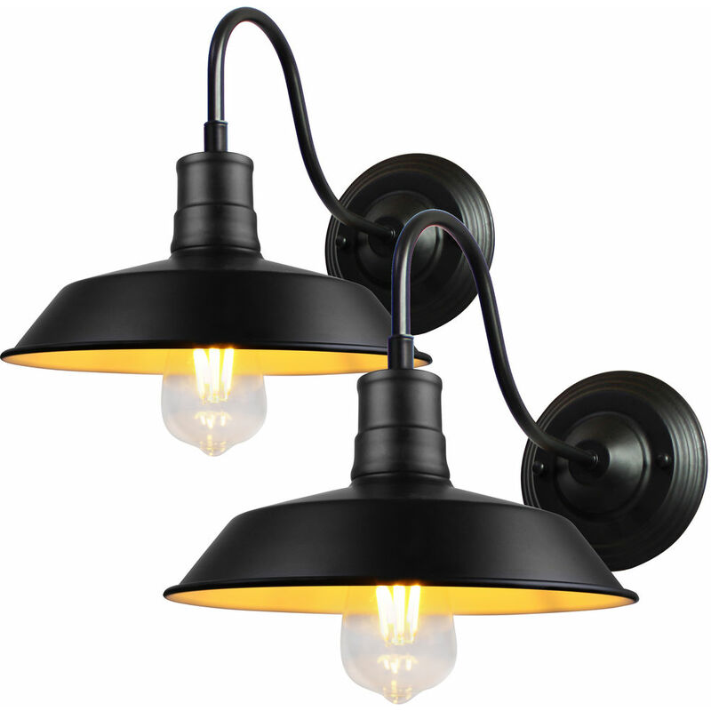 foto del prodotto 2x applique vintage, lampada da parete in ferro industriale stile, applique da interni con paralume edison per camera da letto cucina corridoio caff 