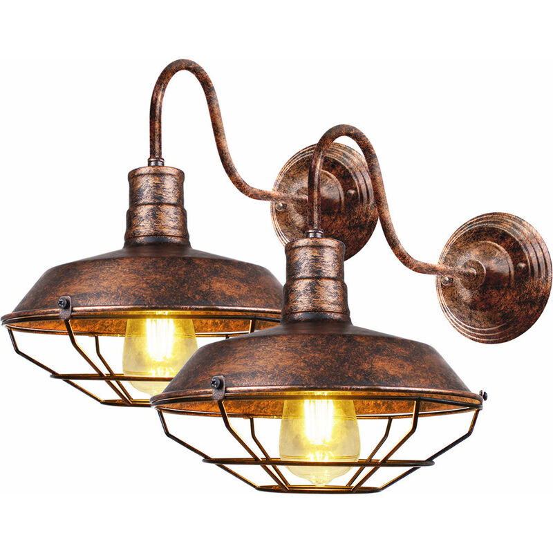 foto del prodotto 2x applique vintage, lampada da parete in ferro industriale stile, illuminazione con gabbia edison per camera da letto cucina corridoio caff bar