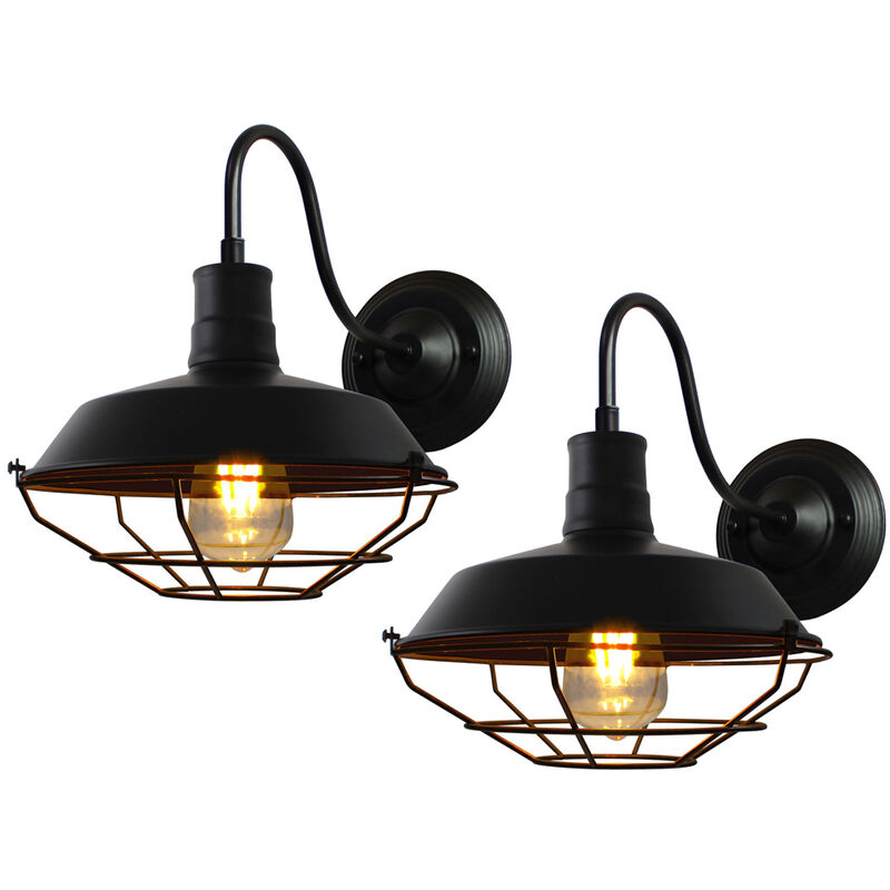 foto del prodotto 2x applique vintage, lampada da parete in ferro industriale stile, illuminazione con gabbia edison per camera da letto cucina corridoio caff bar