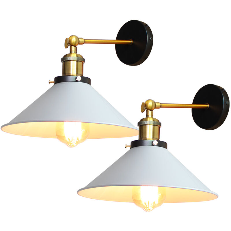 foto del prodotto 2x applique vintage, lampada da parete regolabile 180 industriale stile, applique da interni con 22cm paralume edison per camera da letto cucina