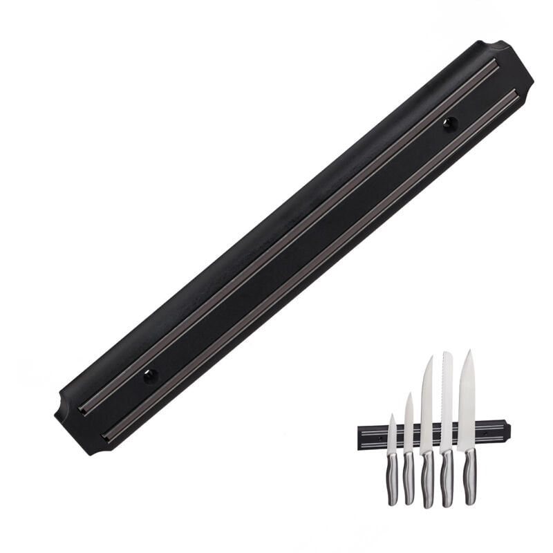 foto del prodotto 2x barra magnetica a parete, porta utensili, supporto da cucina, coltelli attrezzi, plastica, l 33 cm, nero