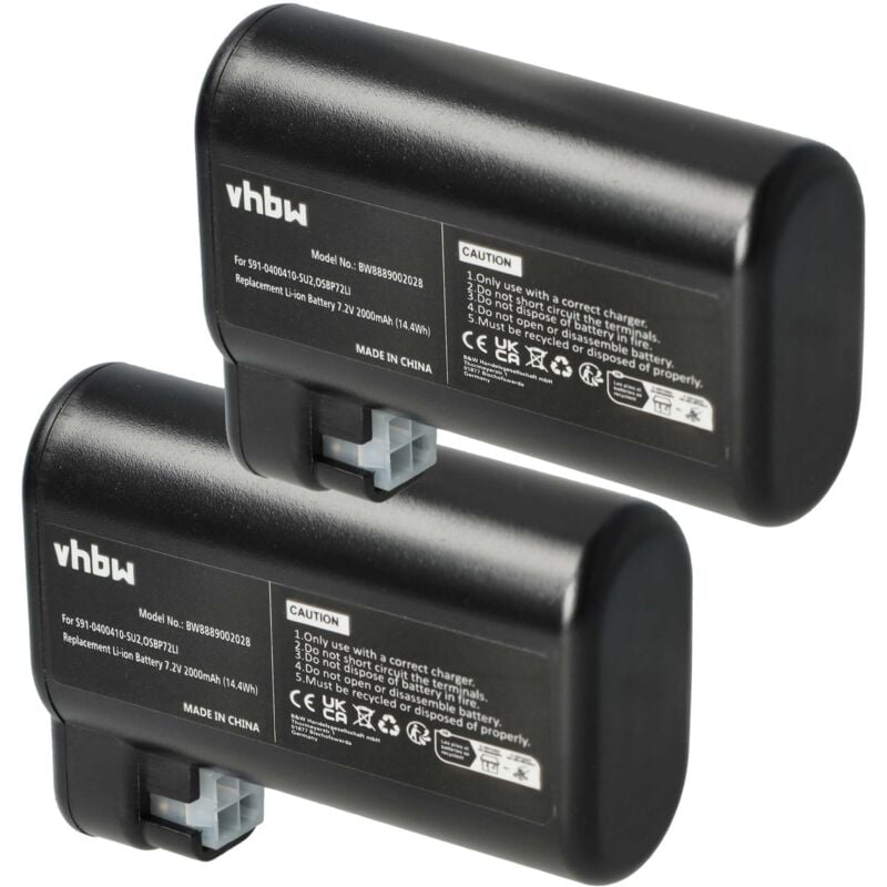foto del prodotto 2x batteria compatibile con electrolux erv5210iw, erv5100tg, 900942300, erv5100iw, 900942337 home cleaner 2000mah, 7,2v, li ion vhbw