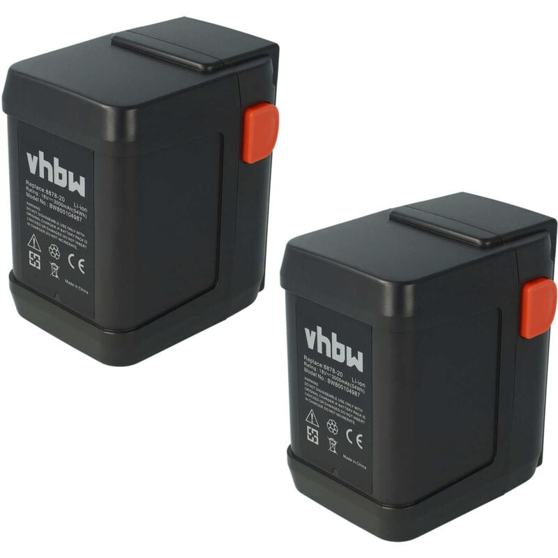 foto del prodotto 2x batteria compatibile con gardena easycut 48 plus 8874 20 , easycut 46 8871 20 cesoie tagliasiepi 3000mah 18v li ion vhbw