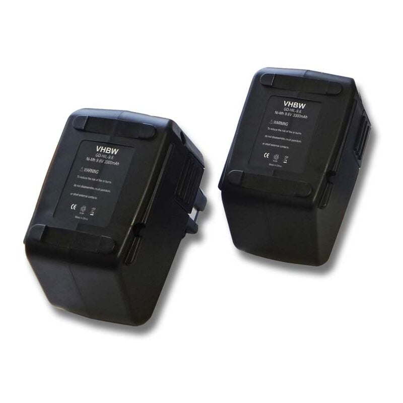 foto del prodotto 2x batteria compatibile con hilti sf100, sf100a, bd2000, sb10, sfb105 utensile elettrico 3300 mah, nimh, 9,6 v vhbw