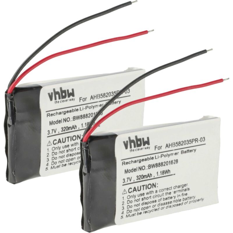 foto del prodotto 2x batteria compatibile con jabra speak 510 vivavoce telefono da conferenza 320mah, 3,7v, li poly vhbw