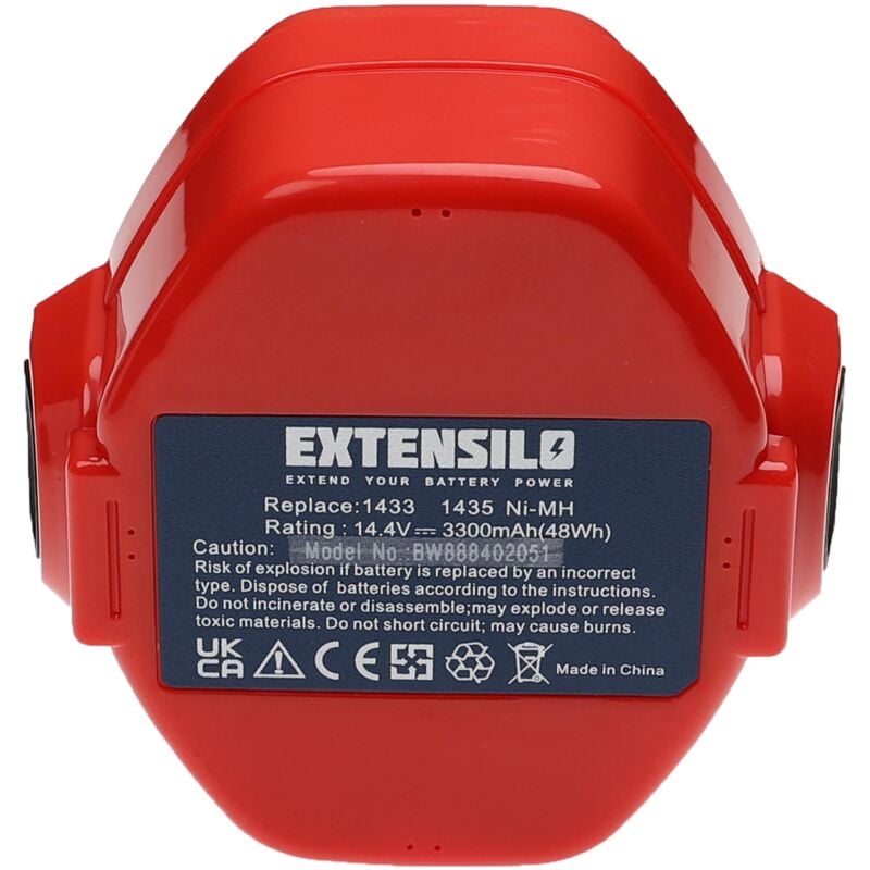 foto del prodotto 2x batteria compatibile con makita 6237d, 6236dwde, 6280dwae, 6237dwde, 6280d, 6271dwae utensile elettrico 3300 mah, nimh, 14,4 v extensilo