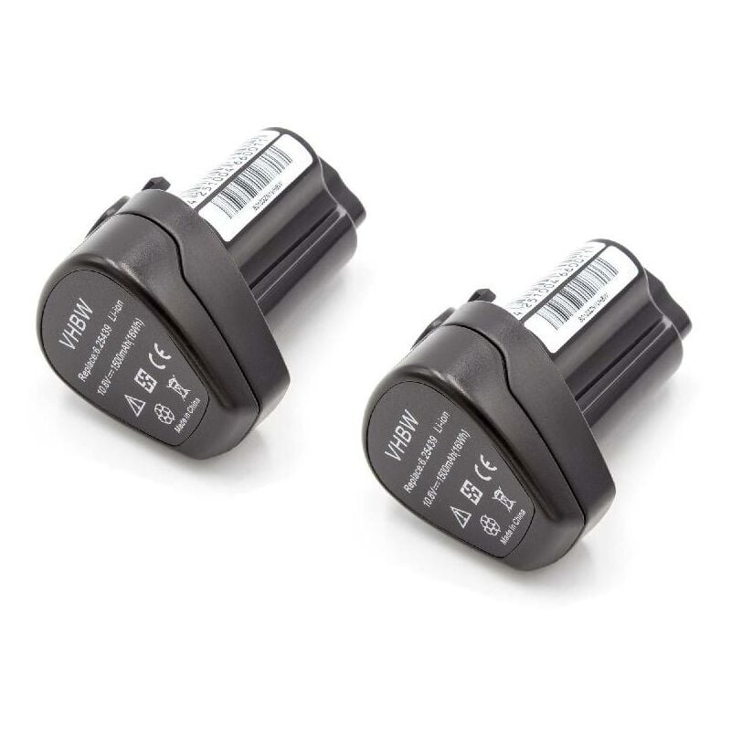 foto del prodotto 2x batteria compatibile con metabo combo set 2.1 10.8 v quick pro, combo set 2.2 10.8 v quick pro utensile elettrico 1500 mah, li ion, 10,8 v vhbw