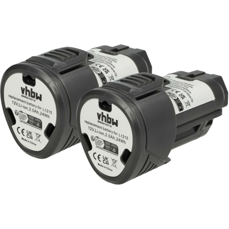 foto del prodotto 2x batteria compatibile con ridgid r82048, r82049, r82059, r82230, r8223400, r8224k attrezzi da lavoro 2000 mah, li ion, 12 v vhbw