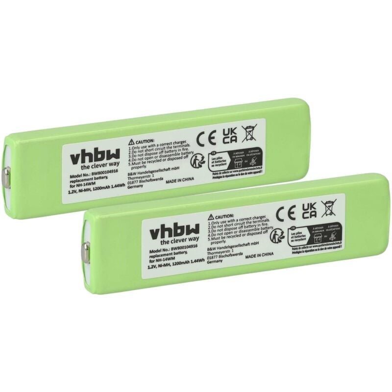 immagine 0 del prodotto 2x batteria compatibile con sony mz n910, mz nf810ck, mz nh900, mz r55, mz n710, mz n810 auricolari cuffie wireless 1200mah, 1,2v, nimh vhbw