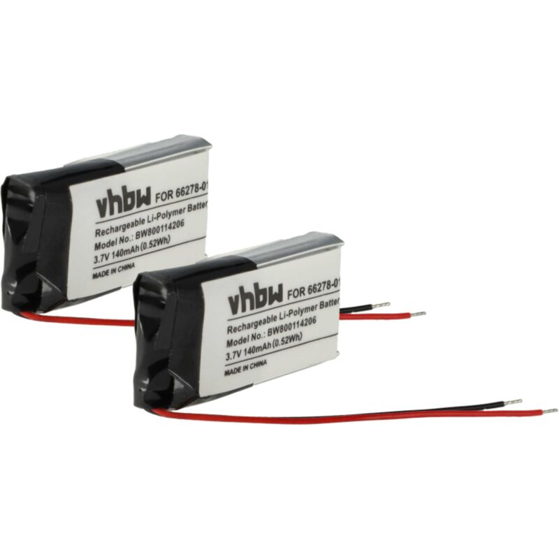 foto del prodotto 2x batteria sostituisce plantronics 66278 01, pa pl003, 79879 01 per auricolari cuffie wireless 140mah, 3,7v, li poly vhbw