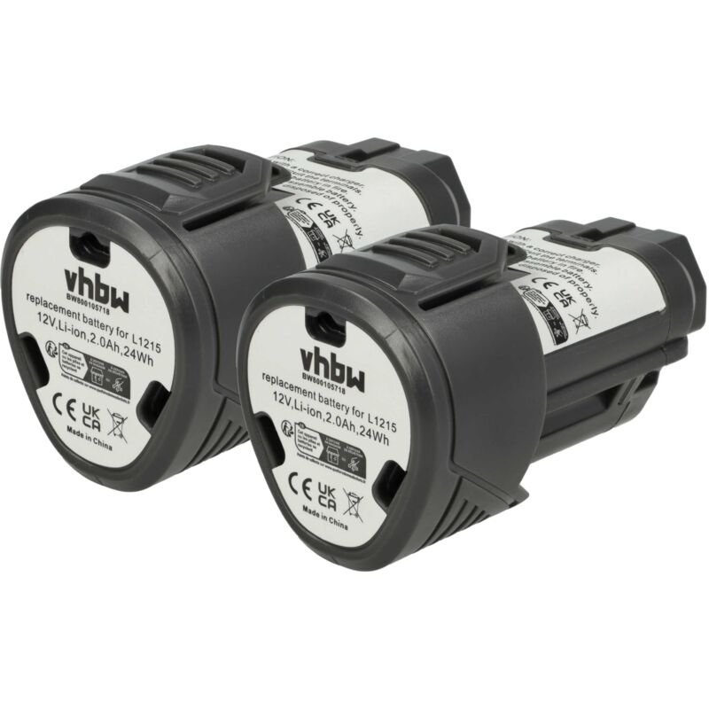 foto del prodotto 2x batteria sostituisce ridgid 130188001, 130446007, 130446011, 200901008 per attrezzi da lavoro 2000 mah, li ion, 12 v vhbw