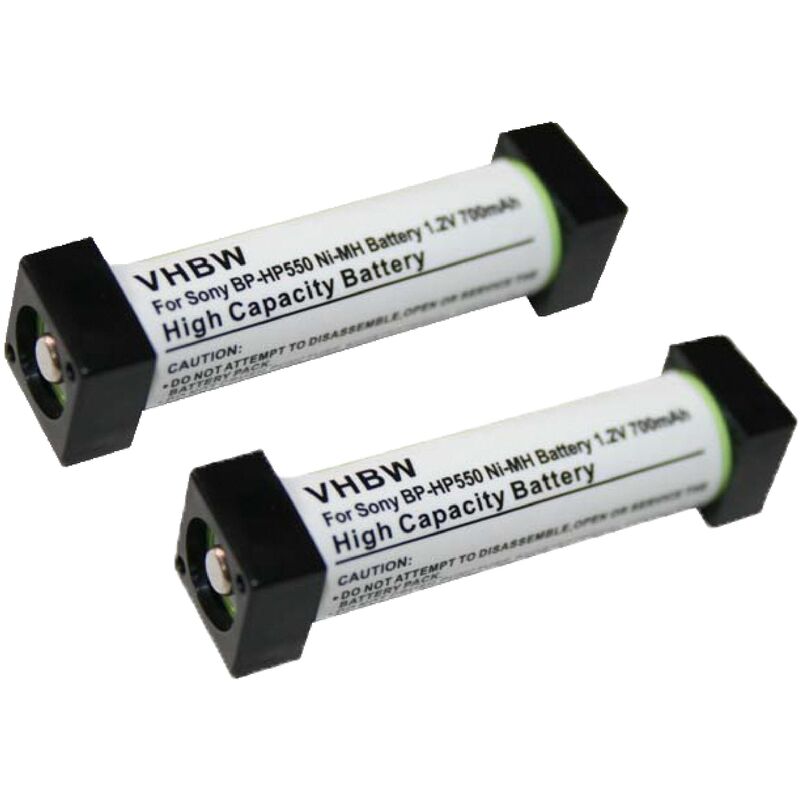 foto del prodotto 2x batteria sostituisce sony 1 756 316 21, 1 756 316 22, bp hp550 per auricolari cuffie wireless 700mah, 1,2v, nimh vhbw