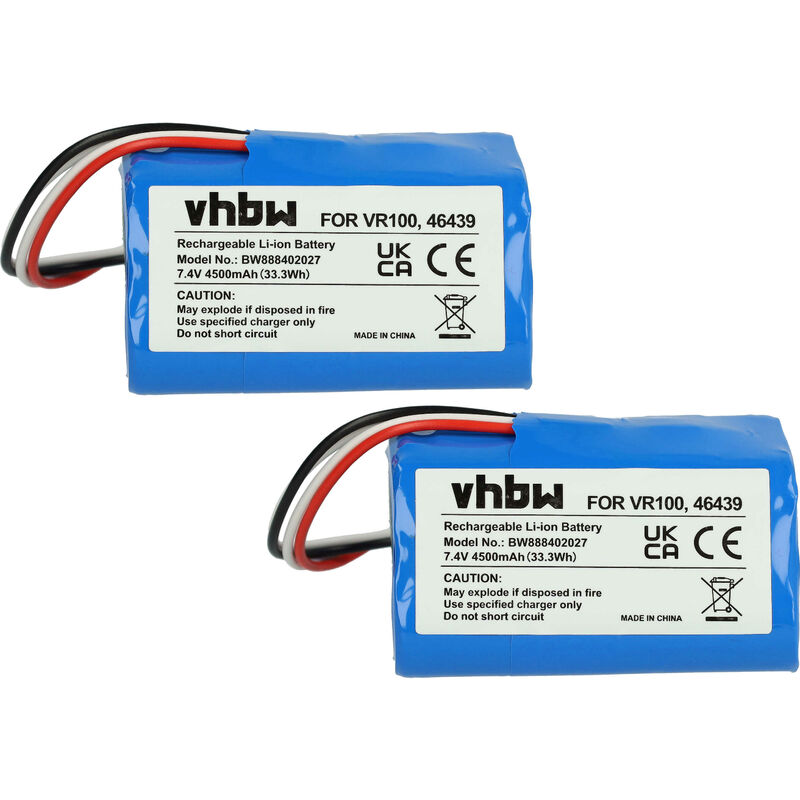foto del prodotto 2x batteria sostituisce vorwerk pn46439, scm61932, 46439 per home cleaner 4500mah, 7,4v, li ion vhbw