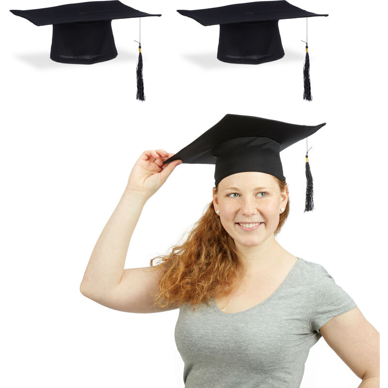 foto del prodotto 2x cappello laurea, tocco in taglia unica per laureandi, maturit , diploma, promozione, carnevale, accessori, nero
