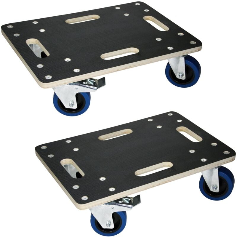 foto del prodotto 2x carrello da trasporto mobili elettrodomestici 35x50 cm portata carico max. 800 kg piattaforma girevole pedana con ruote in gomma base mobile
